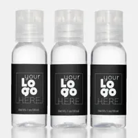 Custom White Logo on Black 12x 1oz Travel Bottles Hand Sanitizer