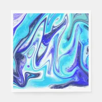 Melted Blue | Marble Fluid Art Napkins