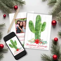 Rustic Christmas Cactus Wood Holiday Photo