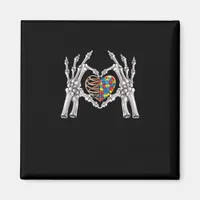 Autism Skull Hand Puzzle Piece Heart Creative Magnet