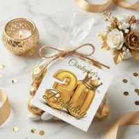 Gold 3D Crown Prince King 30th Birthday Party Favor Tags