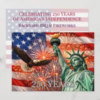 4th of July Liberty Eagle Fireworks USA 250th Invitation