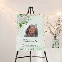 Birthday green gold floral photo welcome  foam board