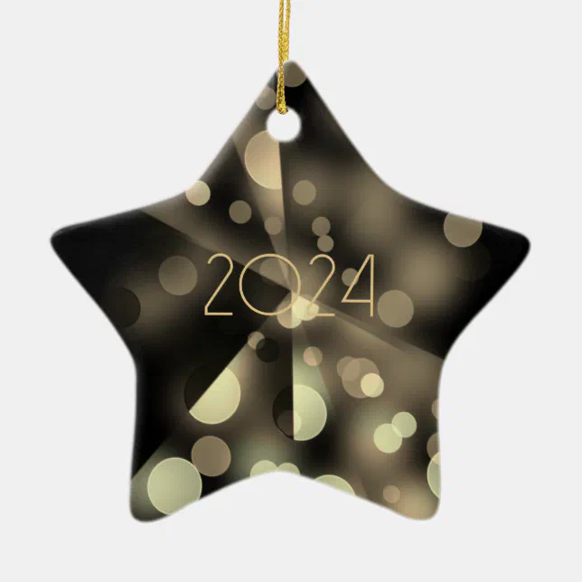 2024 new year with golden bubbles ceramic ornament