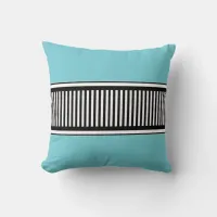 Blue and Black Polka Dot Lines Abstract Throw Pillow