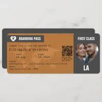 Charcoal Gray & Copper Boarding Pass Wedding Invitation