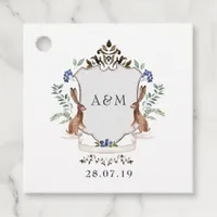 Watercolor Woodland Laurel Crest Monogram Wedding Favor Tags