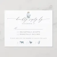 Elegant Beach Seashell Script Wedding RSVP Invitation Postcard