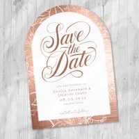 Gold Calligraphy Floral Wedding Save The Date