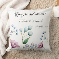 Elegant Floral Wedding Soft Botanical Romance Throw Pillow