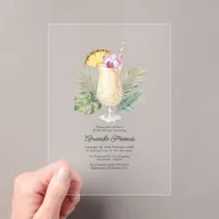 Tropical Pineapple Cocktail Coastal Bridal Shower Acrylic Invitations