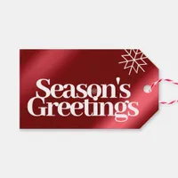 Minimalist Red Foil Seasons Greetings Snowflakes Gift Tags