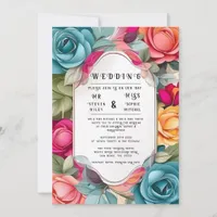 Elegant Floral Wedding Invitation 