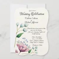 Elegant Floral Wedding Soft Botanical Romance Invitation