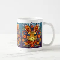 Easter Rabbit - Folk Art -  Easter Coffee Mug