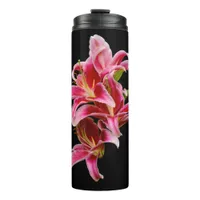 Elegant Pink Oriental Lilies Flowers Thermal Tumbler