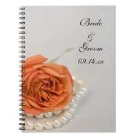 Orange Rose and White Pearls Wedding Notebook