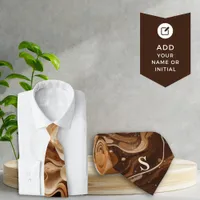 Mocha Espresso Rippled Signature Necktie Monogram