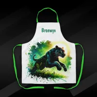 Black Panther with green surroundings Monogram | Apron