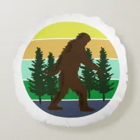 Sasquatch Believer | Vintage Sunset Bigfoot   Round Pillow