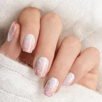Blush Pink Rose Gold Ombre Glitter Minx Nail Wraps