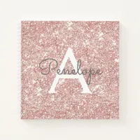 Rose Gold Girly Sparkle Monogram Sketchbook Notebook