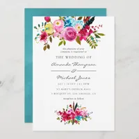 Watercolor Boho Chic Floral Wedding Invitation