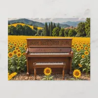 Piano in the Sunflowers Postcard