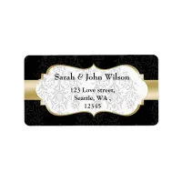 gold black  ,return address label