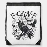 Gothic Crow F-Caw-F Humor Funny Essential Retro Cl Drawstring Bag