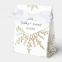 Gold Snowflakes on White Winter Wedding Favor Boxes