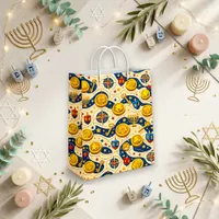 Festive Blue Painted Hanukkah Treasure Medium Gift Bag