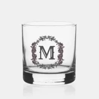 Elegant Purple and Silver Framed Monogram  Whiskey Glass