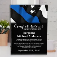 Police Retirement Personalized Thin Blue Line Acrylic Award