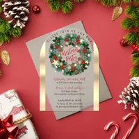 Luxurious Christmas wreath frosted Acrylic Invitations