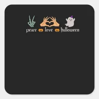 Peace Halloween Peace Sign Skeleton Witchs Hands Square Sticker