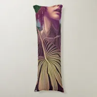 Woman in Monstera Deliciosa Leaves Body Pillow