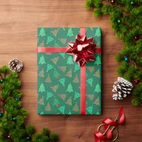 Cute Christmas Trees | Green Patterned Wrapping Paper