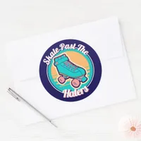 Skate Past The Haters 80s Cartoon Rollerskate Classic Round Sticker