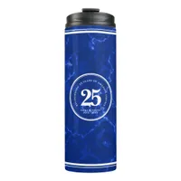 Elegant Blue Marble 25 Years Work Anniversary Thermal Tumbler