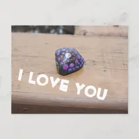 I Love You Painted Dotted Rock Postcard