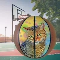 Cute kitten - abstract - colorful painting basketball