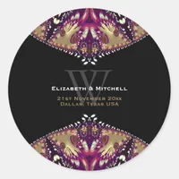 Modern Batik Purple Gold Classic Round Sticker