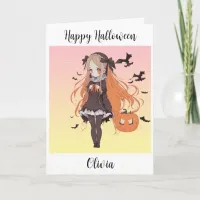 Personalized Halloween Anime Girl  Card