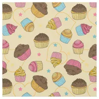 Whimsical Muffins and Cupcakes Baking Pattern Fabric