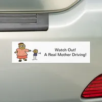 Stick Figures of Mother and Child for Mother's Day Bumper Sticker