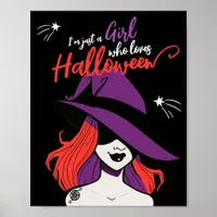 Gothic Cartoon Witch Cute Loves Halloween Poster