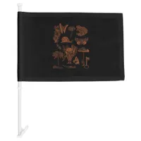 Botanical Art, Frog Fungi Goblincore Aesthetic Cot Car Flag