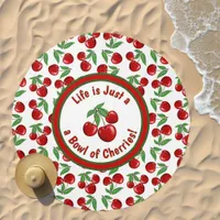 Personalized Red Cherries Design Round Beach Towel