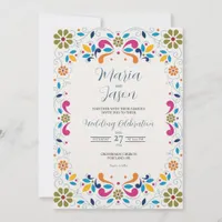 Mexican Fiesta Colorful Floral Boda Wedding Invitation